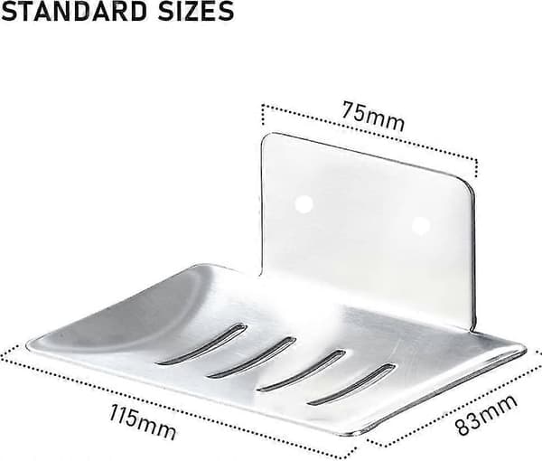 Self-adhesive Stainless Steel Soap Dish, Drill-Free Soap Holder, Wall-Mounted Soap Dish for Bathroom and Kitchen