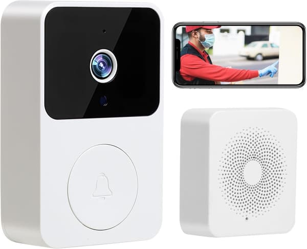 Video Doorbell Motion Detection White Lithium Battery and 1080p Auto Capture Cloud Playback