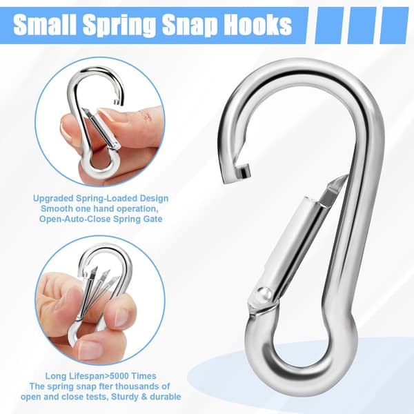 Replacement Carabiner for Flagpole Rings, 4 Pcs 304 Stainless Steel Flagpole Clips Hardware Spring Snap Hook for Flags with Grommets,