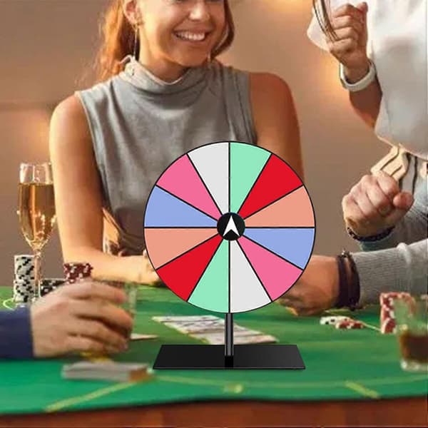 Roterende Hjul Bordroulette Spilltilbehør, Multifunksjonell 12-roms Karnevalsspinner for Fester