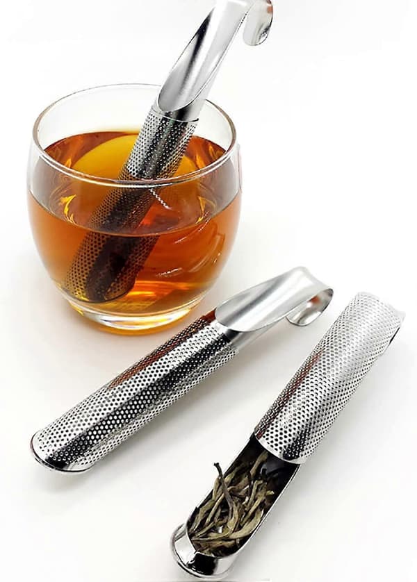 Teinfuser i rustfritt stål, tesil, urtebrygger, tediffuser med hengende krokholder, stikkerør, hullbrygger for løs te, rose, kaffe