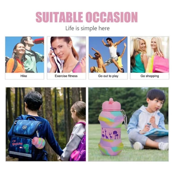 Silikonvannflasker Foldbar vannflaske ROSA KAMOUFLAGE Rosa Pink Camouflage-Camouflage