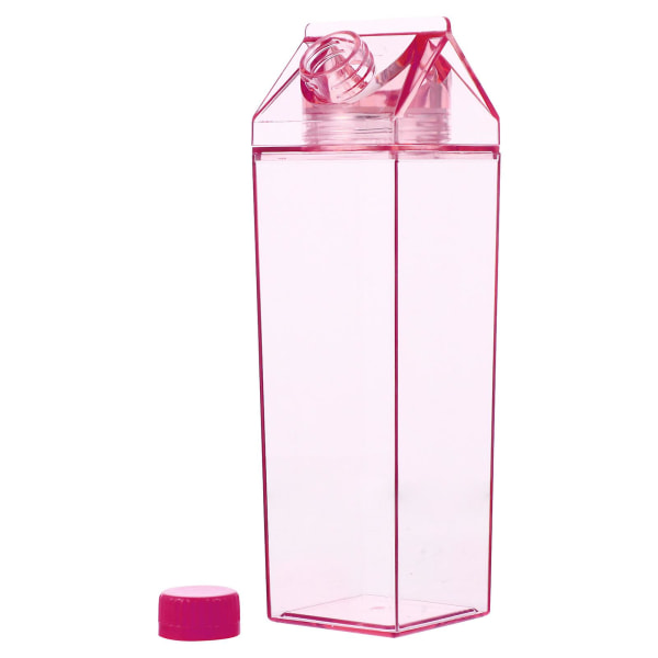 1 stk Drikkflaske Tom 500ml Oppbevaringsflaske Transparent Plast Melkeflaske Rosa 20.5X6X6CM Pink 20.5X6X6CM