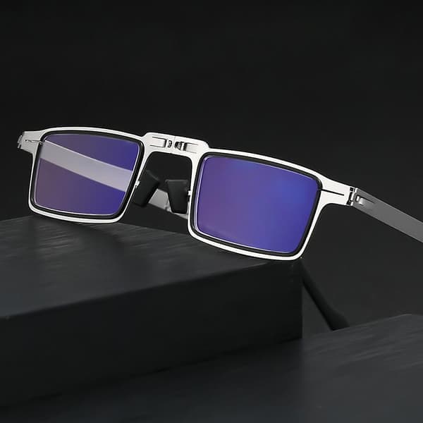 Men's Ultralight Titanium Material Screwless Foldable Anti-blue Reading Glasses 300 degrees circular 300 degrees circular