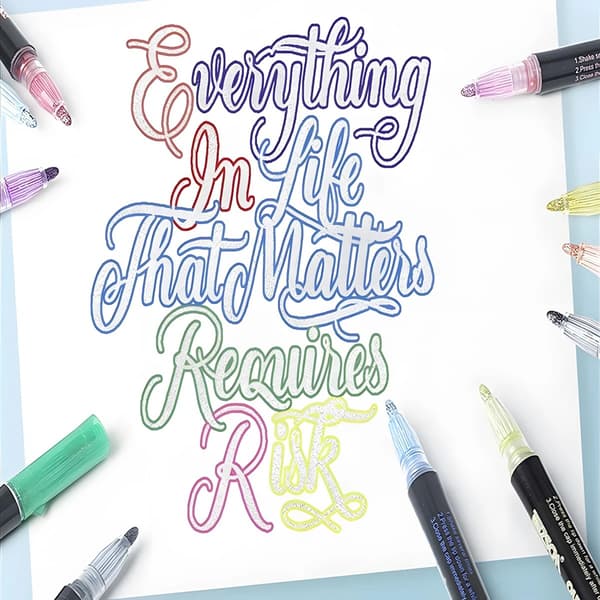 8-Pack Glitter Pens - Metallic Outline Pens with Double Line 8 Färger