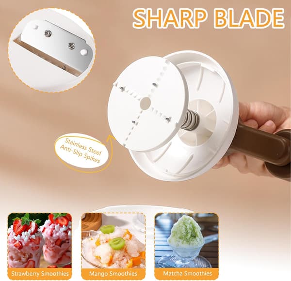 Manual Ice Shaver - Efficient, Non-Electric Ice Maker and Shaver; Equipped with 2 Ice Molds; Ideal for Camping and Home Use