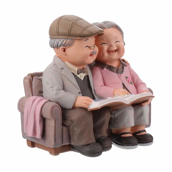 Älskande äldre par miniatyrfigurer morföräldrar föräldrar staty harts par prydnader för alla hjärtans dag bröllop
