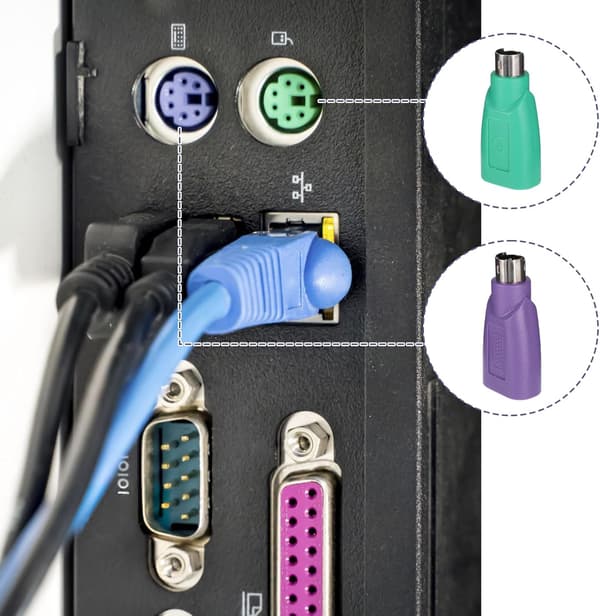 4 kpl PS/2-USB-sovitin korvaava