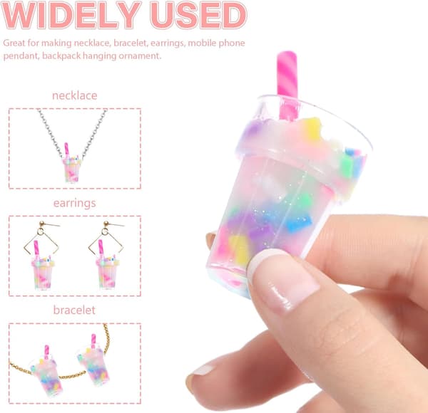 10 pcs Resin Milk Tea Shaped Pendants, Lifelike Design, Practical and Decorative Mini Bottle Charms