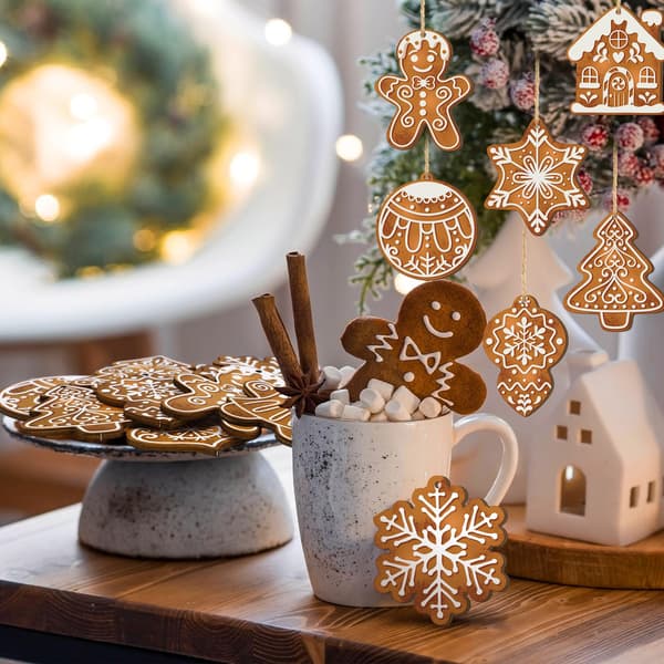 36-delt julepepperkake-tre Mini snøfnugg Trehengende vinterjulepynt med snor Egnet for julefester