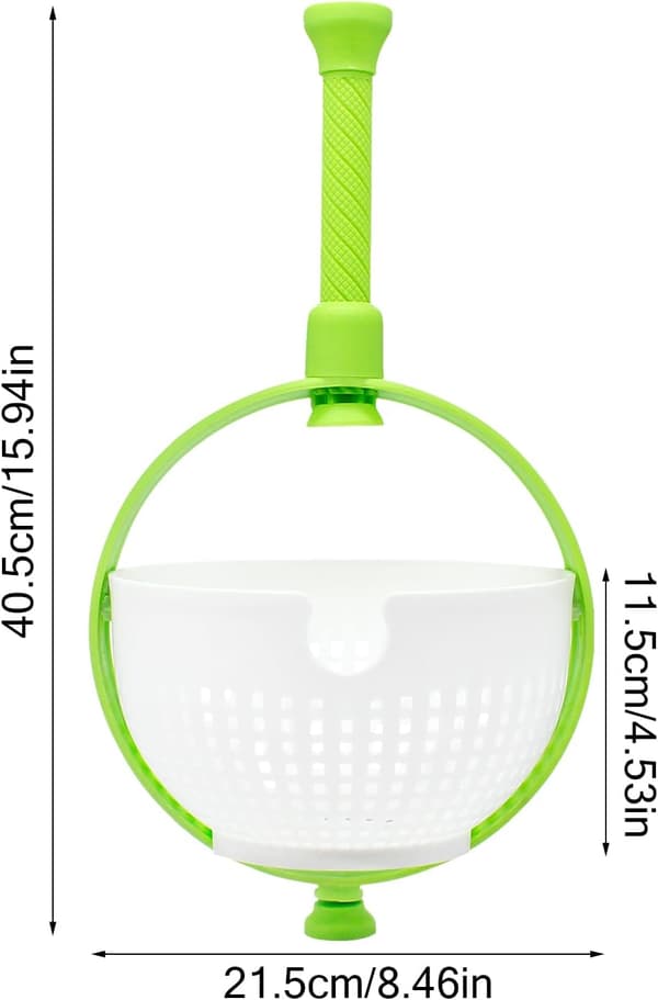 Small Salad Spinner, Quick and Easy Rotating Drain Basket, Vegetable Dryer, Fruit Washer, Kitchen Vegetable Washing Filter with Foldable Handle