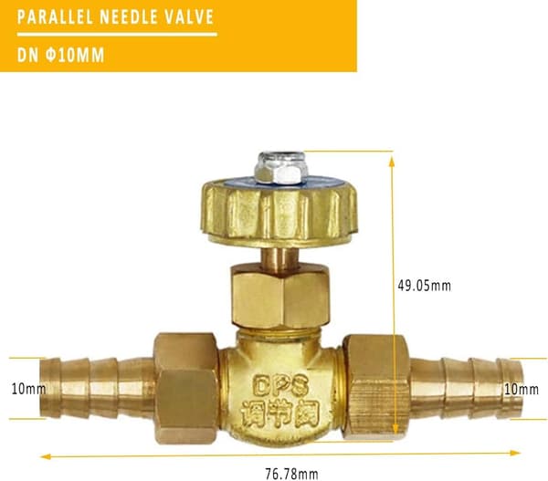 3/8 inch Brass Needle Valve Propane Butane Gas Regulator Barbed 1 MPa