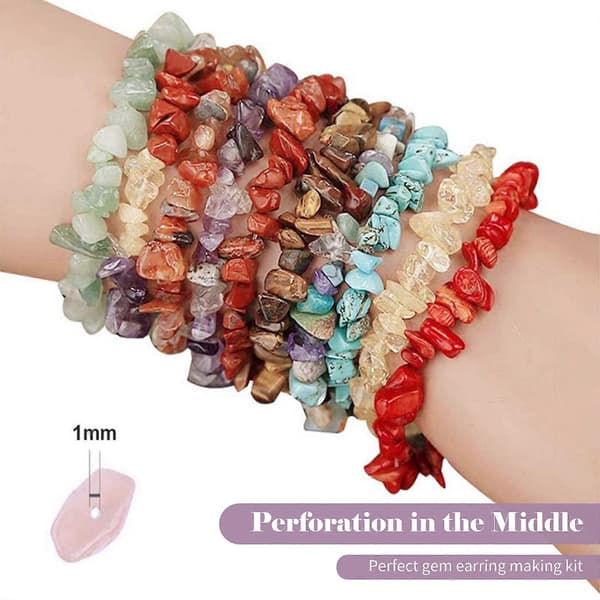 DIY Crystal Jewelry Making Kit with 15 Compartment Crystal Gemstone Beads Earring Hooks Elastic Thread Pliers Accessories Bracelet Necklace Craft Tools