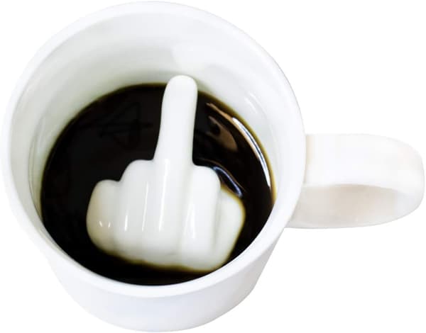 Keramisk te/kaffekop med 3D-interiørdesign 9 x 8,5 x 9 cm (MIDDELFINGER) 300 ml