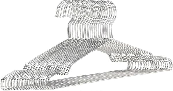 Amazon Basics Klädhängare i rostfritt stål (20-pack), Krom