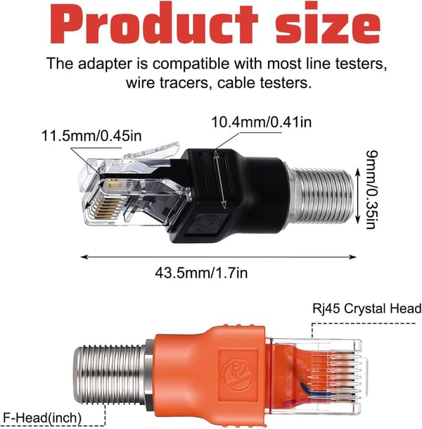 2 kpl F-tyypin naaras-RJ45 musta