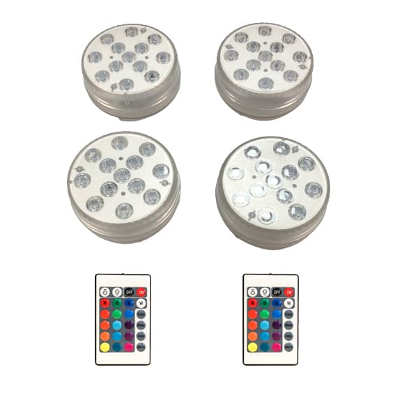 Waterproof RGB LED Pool Lights 4-pack with Remote Control*-F2- 384 384
