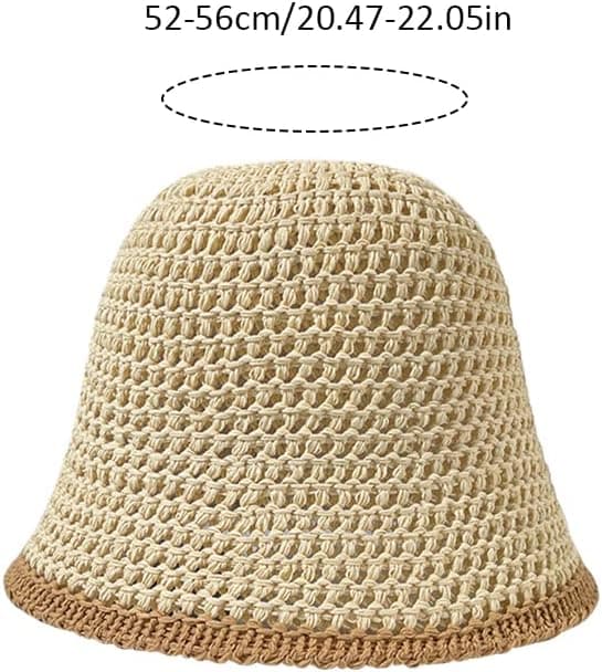 Kvinders sommerbøllehat Mode hæklet strik foldbar strand håndvævet bomuld beige One Size Beige One Size