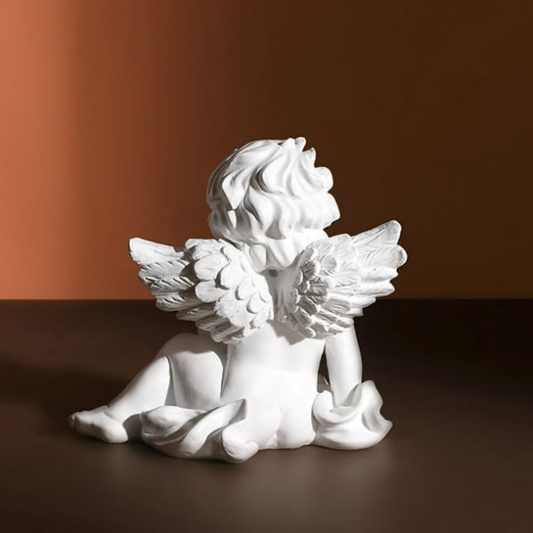 2x Angel Statue Figurer Skulptur Baby Resin Håndverk Ornamenter Samleobjekter for Kirke Bar Spisestue P 95x6x85cm Angel Statue