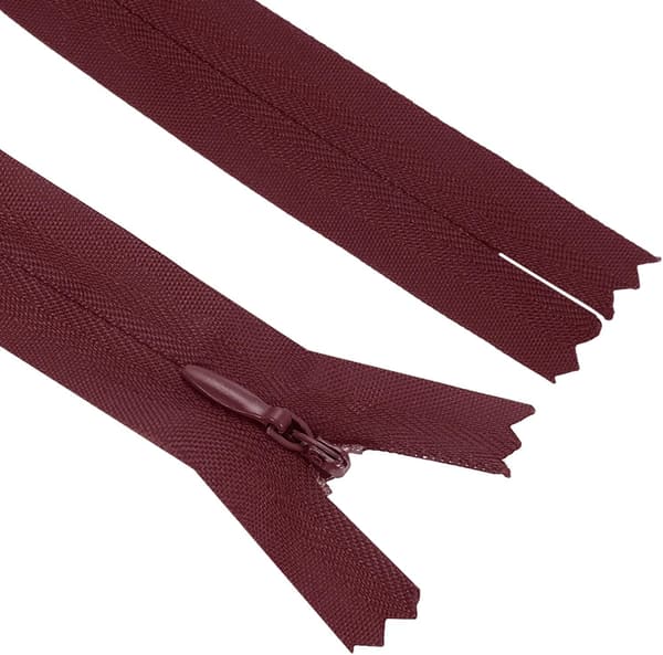 2 stk. usynlig glidelås i nylon #3 60 cm/24 tommer mørkerød Gold