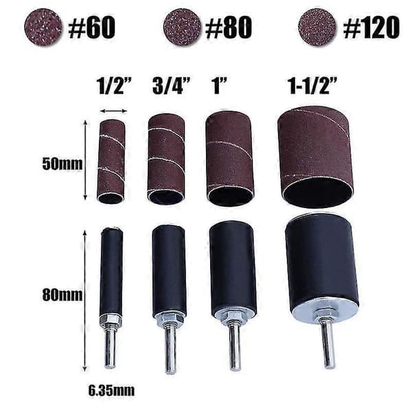 16 pcs Drum Sanding Kit, Sanding Drum for Electric Drill Drum Sander Attachment with Spindle