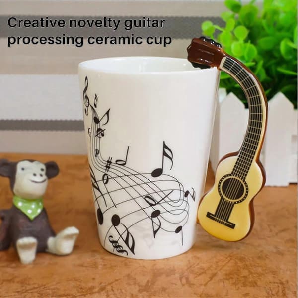 Creative Novelty Guitar Handle Ceramic Cup Free Spectrum Coffee Milk Tea Cup Personality Mug Unique Feng