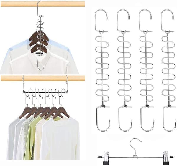 Metal Clothes Hanger Clothes Organizer Magic Space-Saving Hanger Wardrobe Hanger Space-Saving, 4-pack