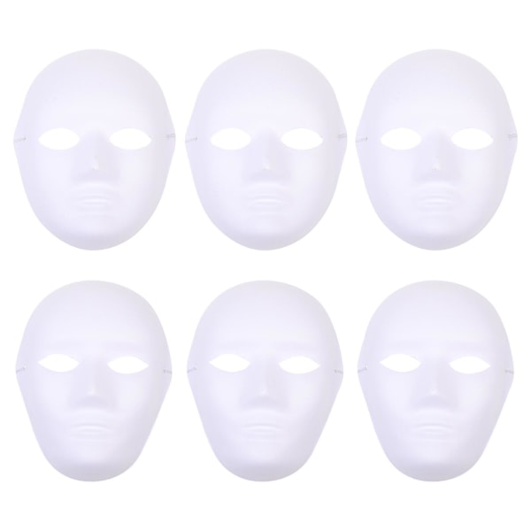 6 st Nativity Dekor Vita Kabuki Masker Vuxen Kostym Masker Vit Mask Halloween Vita Plain MasksWh White 24X19X8CM