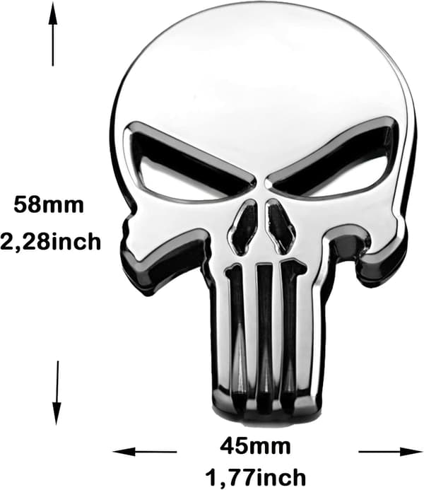 2 kpl Punisher 3D-metallimerkki, Punisher Skull Motorcycle Veh