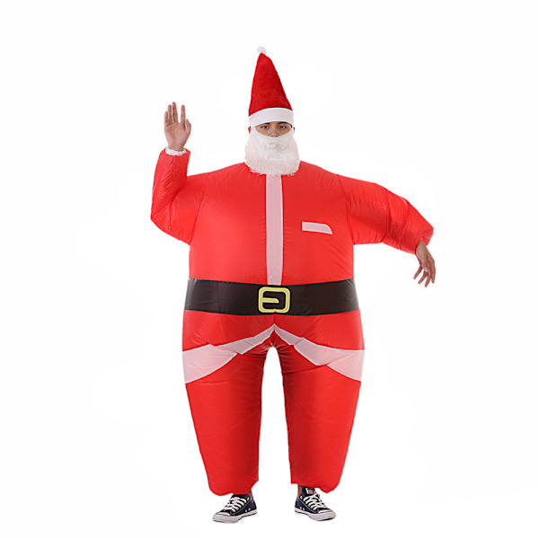 Uppblåsbar jultomtedräkt, rolig uppblåsbar juldräkt, unisex vuxenmaskerad cosplay-festdräkt