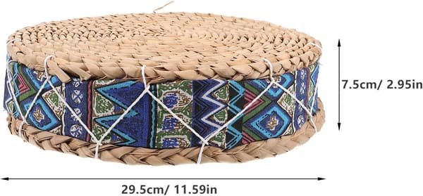 Woven Floor Cushion Floor Mat Handmade Straw and Fabric Meditation Cushion Comfortable