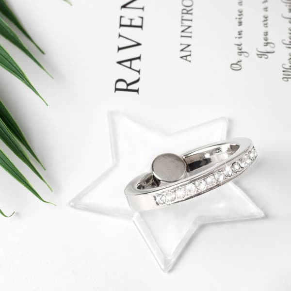 2-pack Transparent Diamond Setting Cell Phone Ring Holder Stand, 360 Degree Rotation and 180 Degree Adjustable Finger Ring Support with Polished Elec