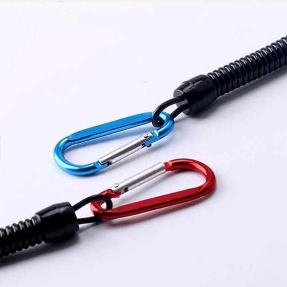 5-pack stretchig spiralnyckelring med färgkarbinhake, spiralinfällbar nyckelkedja stöldsäker anti-förlorad stretchnyckelring