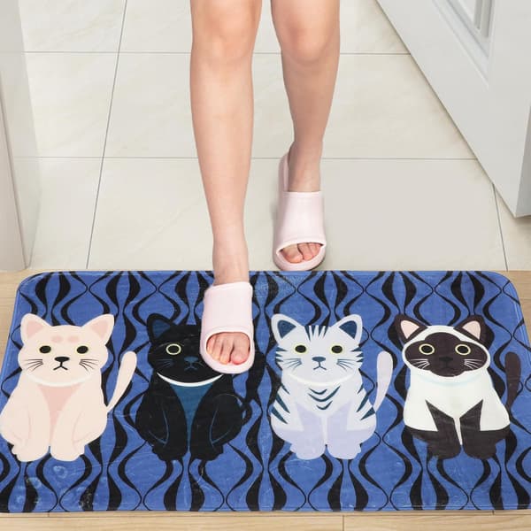 Baderomsmatte tegneserie kattemønster dørmatte 50 * 80cm polyester slitesterk vannabsorpsjon