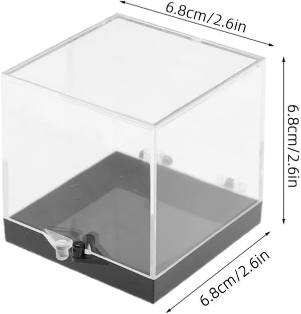 8 stk. firkantede mineralprøveæsker til opbevaring, sorte baser 68x68x68mm