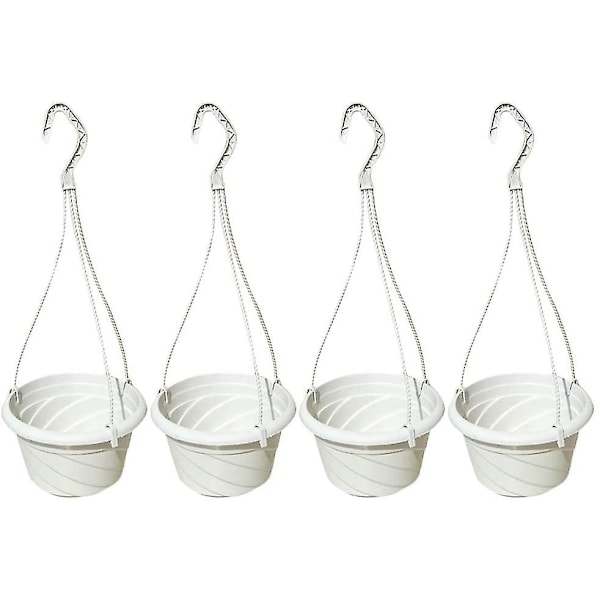 4-pack hängande planteringskorg inomhus/utomhus hängande blomma (VIT)