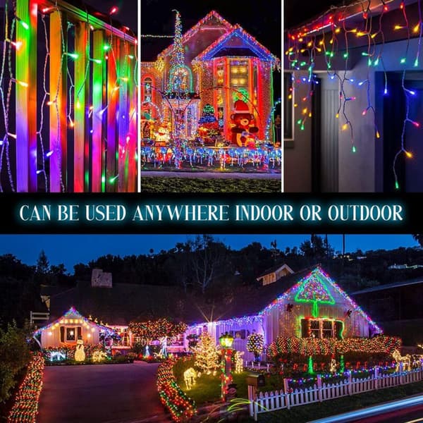 Gardinlys, 10,7M 360 LED Utendørs Julebelysning, 8 Moduser, IP44 Vanntett LED Julebelysning for Balkong