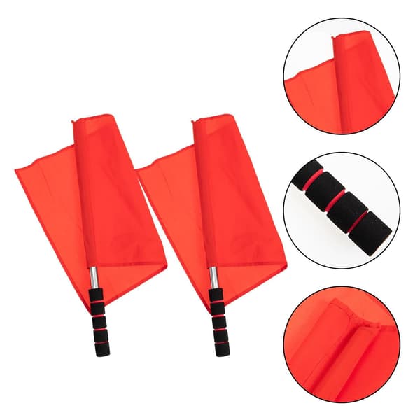 2st Red Stainless Steel Referee Flags Handheld Signal Flags Traffic Warning