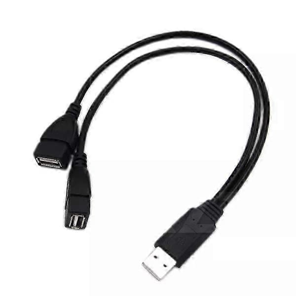 2-ports USB 2.0-hub USB 2.0 han til 2 dobbelte USB hun-stik splitter-hub strømkabeladapter til pc-telefon bærbar kabel