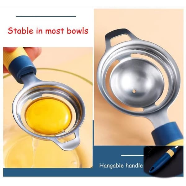 Eggeutskiller - Rustfritt stål - 21.5x6.5cm - Sølv/Blå/Gul - 70g - Enkel å rengjøre