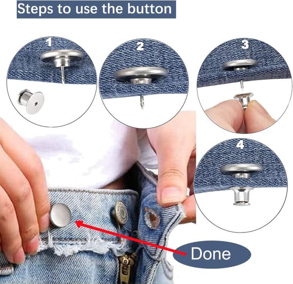 20 Set Jean-2 No-Sew Button Pins, Instant Replacement 17mm