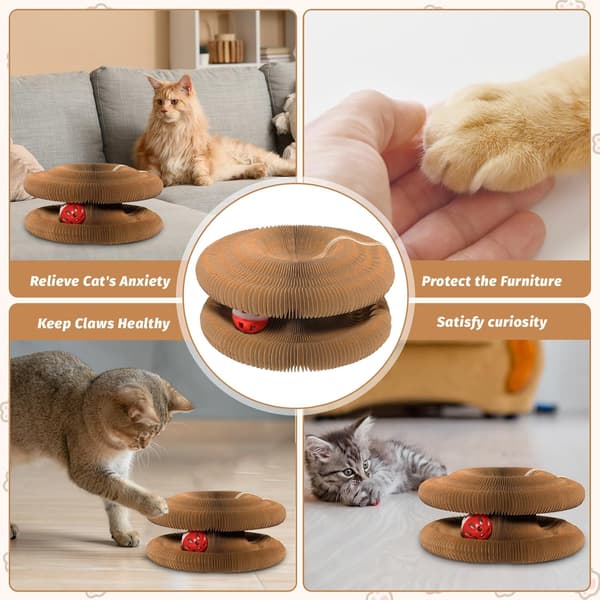 Foldable Cat Scratch Mat with Ball and Bell – Magnetic Design, Multiple Play Modes