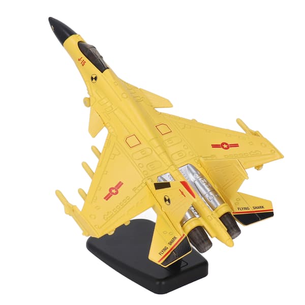 Fighter Jet Model Pull Back with Display Stand Sound Light Alloy Aircraft Model for Boys Kids Yellow