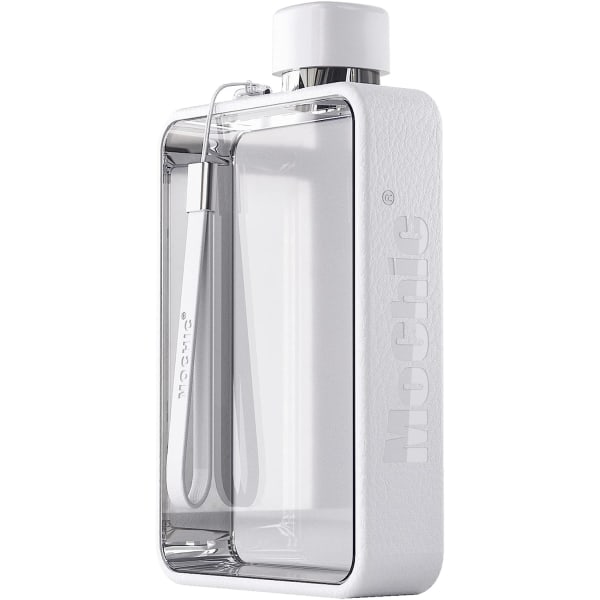 Bærbar A5 BPA-fri reiseflateflaske for sport, camping, treningsstudio, passer i enhver bag (hvit)