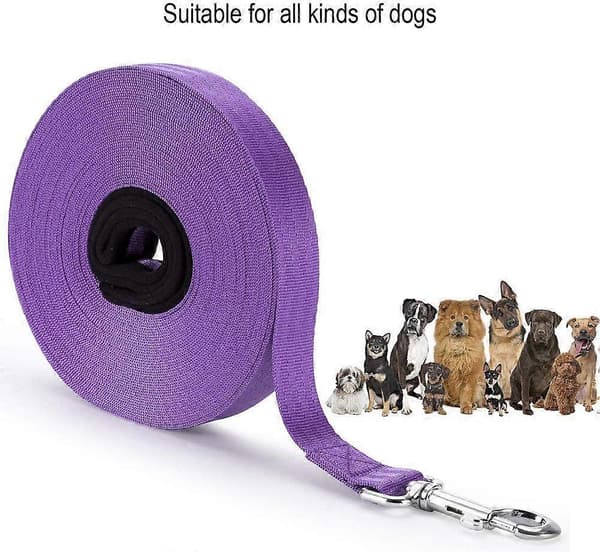 Dog Training Leash, Long Nylon Leash for Dog Tracking, Obedience Training Leash (Purple)