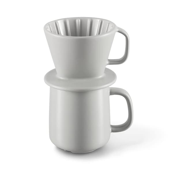 Kaffekrus, med filter for håndbrygging, keramikk, hvit