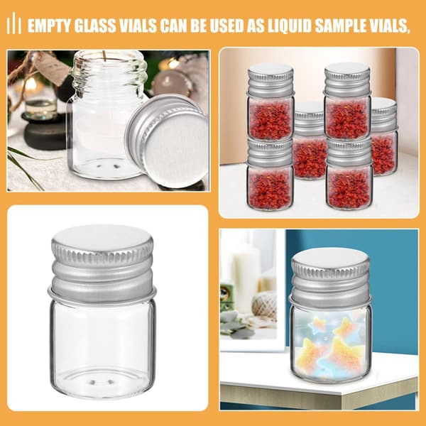 24 st glasflaskor miniflaskor med aluminiumlock 5 ml säker försegling lämplig