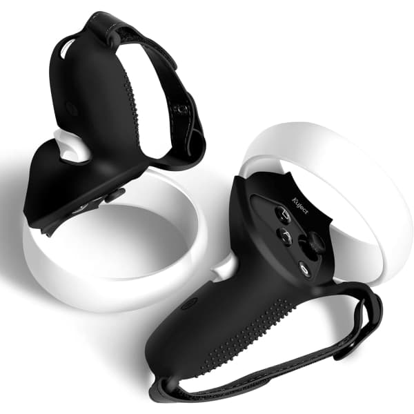Designbeskyttelse til Oculus Quest 2 Controller Grips, Silikone Anti-Kast Grips Beskyttelse med Justerbare Knoremme, Beskyttelse til Meta/Oculus Quest 2 A