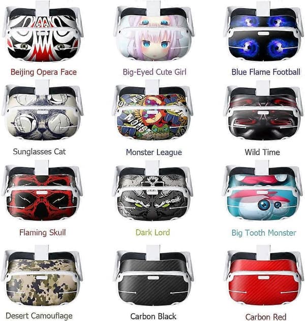 VR Headset og Controller Skin Stickers kompatible med Oculus Quest 2 Tilbehør (Flaming Skull)