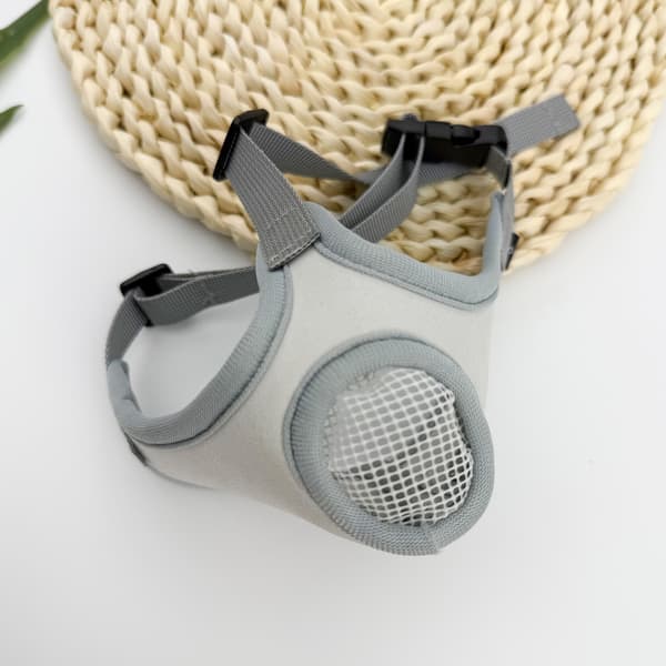 Dog Muzzle Anti-bite, Breathable Mesh Cover for Small Pets After Surgery Licking, Grey White Size M M